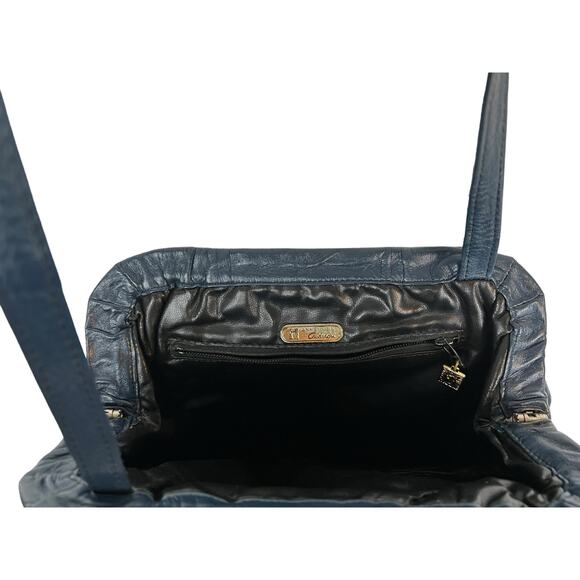 Anne Klein Navy blue vintage purse handbag 80s Calderon Retro - Picture 11 of 12